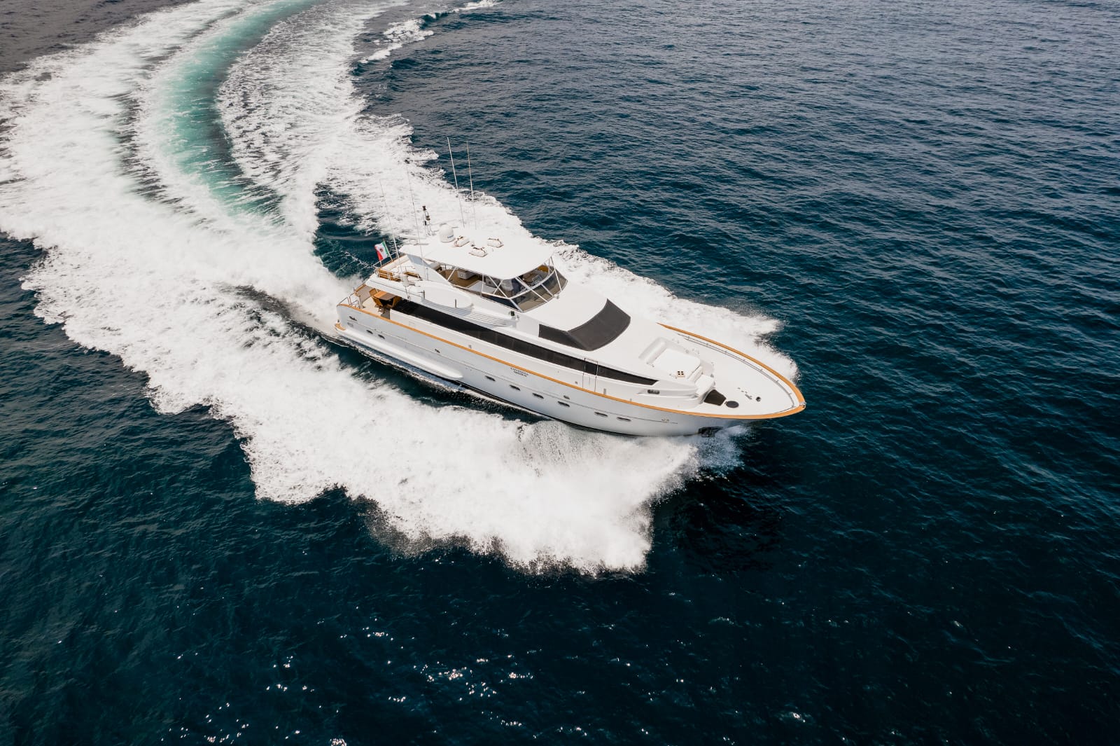 Contessa 85-foot Her Shine Marine luxury yacht charter in Cabo San Lucas, Los Cabos, Mexico - Aerial View of 85ft Her Shine Marine "Contessa" Cruising the Sea of Cortez