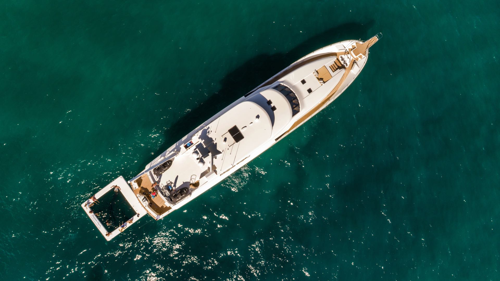 Top-Down Aerial View with Floating Ocean Pool & Sea-Doo Sparks